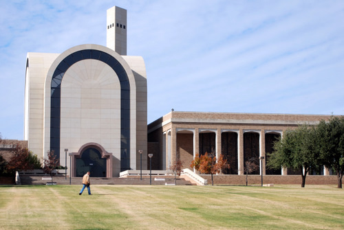 Man Walking In Front Of Bible Building At Abilene Christian University ...