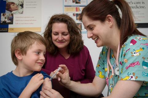Child Receiving a Flu Vaccination