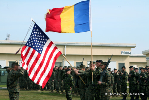 Romanian and American Flags