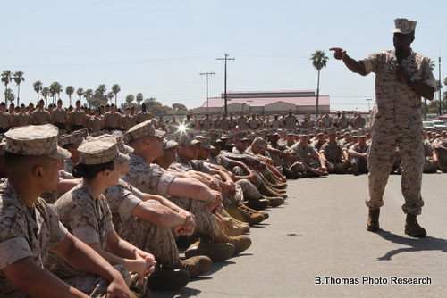 Sgt. Major Speaks to 2000 Marines at Camp Del Mar