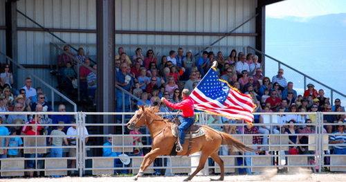 Rodeo Cowboy with American Flag