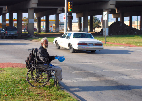 Homeless Disabled Vetran in Dallas, Texas - B. Thomas Photo Research