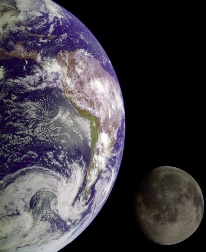 Earth and Moon from Galileo Spacecraft 