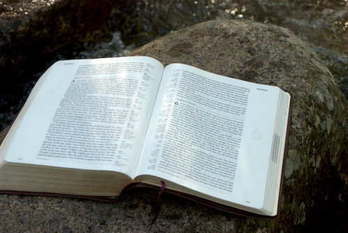 Open Bible on a Boulder (Romans 6) - B. Thomas Photo Research