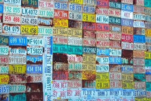 License Plate Collection on a Garage