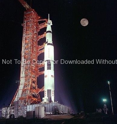 Apollo 17 Photo – Rocket on Launch Pad at Night GPN-2000-000636
