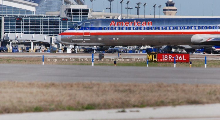 American Airlines Jet on Runway at DFW Airport